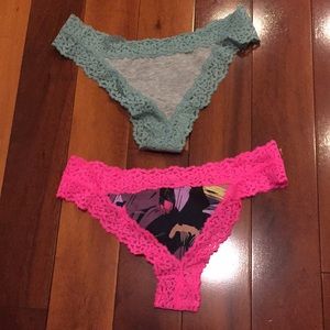 Brand New VS PINK Lace Trim Thong Set